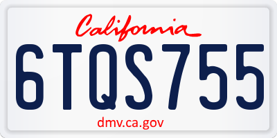 CA license plate 6TQS755