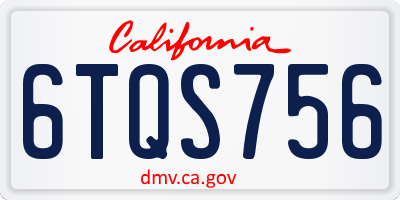 CA license plate 6TQS756