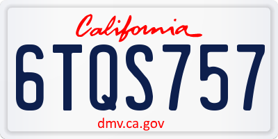 CA license plate 6TQS757