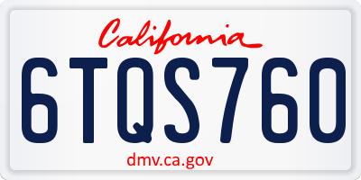 CA license plate 6TQS760