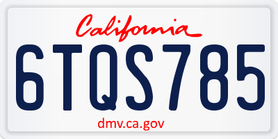 CA license plate 6TQS785