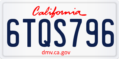 CA license plate 6TQS796