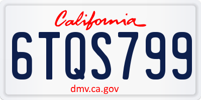 CA license plate 6TQS799