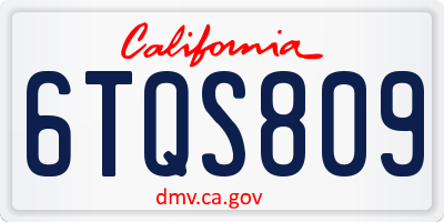 CA license plate 6TQS809