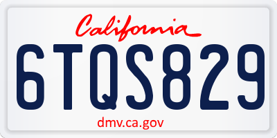 CA license plate 6TQS829