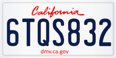 CA license plate 6TQS832