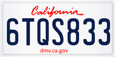 CA license plate 6TQS833