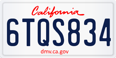 CA license plate 6TQS834