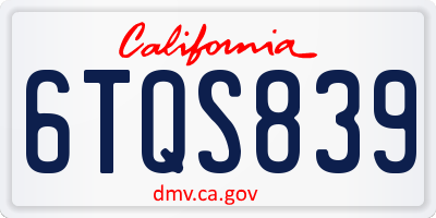 CA license plate 6TQS839