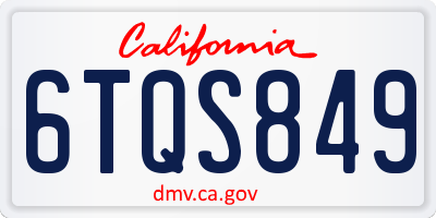 CA license plate 6TQS849