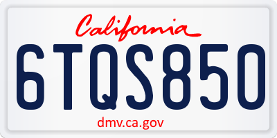 CA license plate 6TQS850