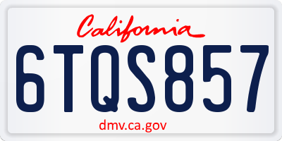 CA license plate 6TQS857