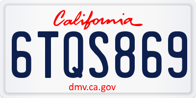 CA license plate 6TQS869