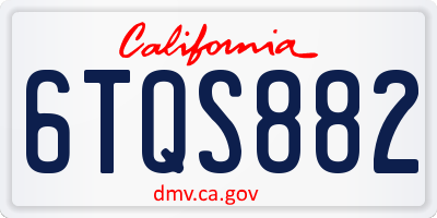 CA license plate 6TQS882