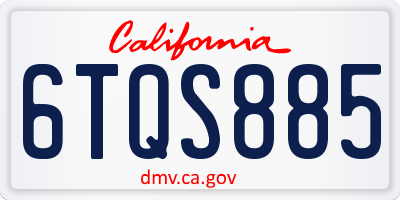 CA license plate 6TQS885