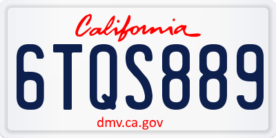 CA license plate 6TQS889