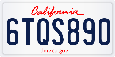 CA license plate 6TQS890