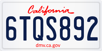 CA license plate 6TQS892