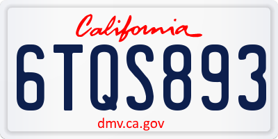 CA license plate 6TQS893