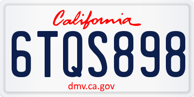 CA license plate 6TQS898