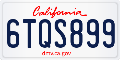 CA license plate 6TQS899