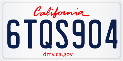 CA license plate 6TQS904