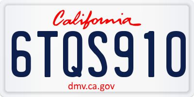 CA license plate 6TQS910