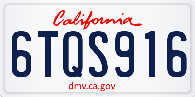 CA license plate 6TQS916