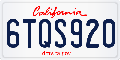 CA license plate 6TQS920