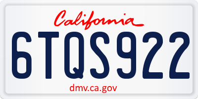 CA license plate 6TQS922