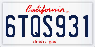 CA license plate 6TQS931