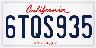 CA license plate 6TQS935