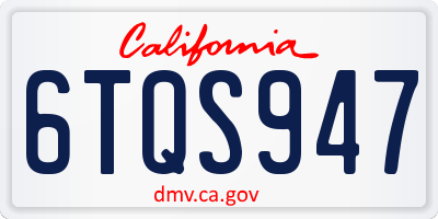 CA license plate 6TQS947