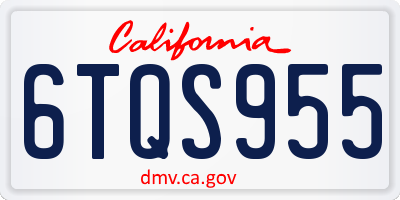 CA license plate 6TQS955