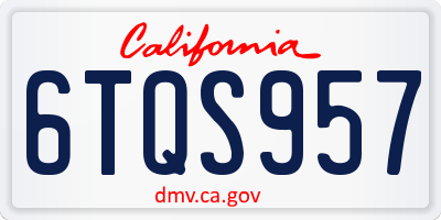 CA license plate 6TQS957