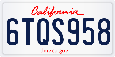CA license plate 6TQS958