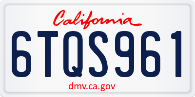 CA license plate 6TQS961