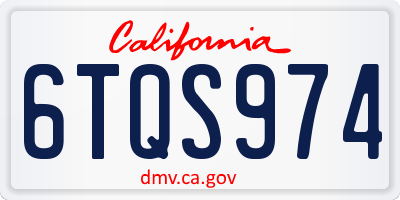 CA license plate 6TQS974