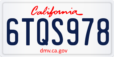 CA license plate 6TQS978