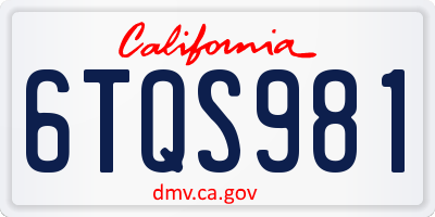 CA license plate 6TQS981