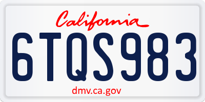 CA license plate 6TQS983