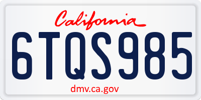 CA license plate 6TQS985