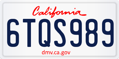 CA license plate 6TQS989