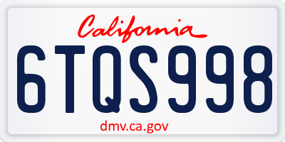 CA license plate 6TQS998