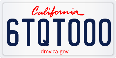CA license plate 6TQT000
