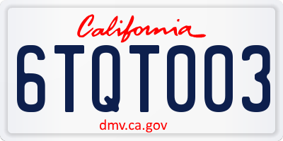 CA license plate 6TQT003