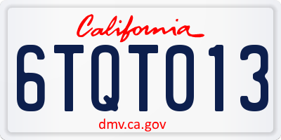 CA license plate 6TQT013