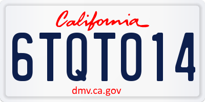 CA license plate 6TQT014