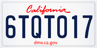 CA license plate 6TQT017