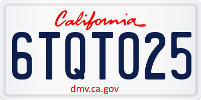 CA license plate 6TQT025